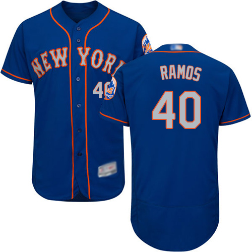 Mets #40 Wilson Ramos Blue(Grey NO.) Flexbase Authentic Collection Stitched MLB Jersey