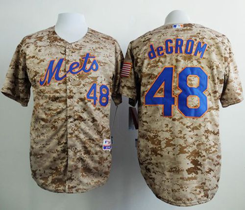 Mets #48 Jacob DeGrom Camo Alternate Cool Base Stitched MLB Jersey - Click Image to Close