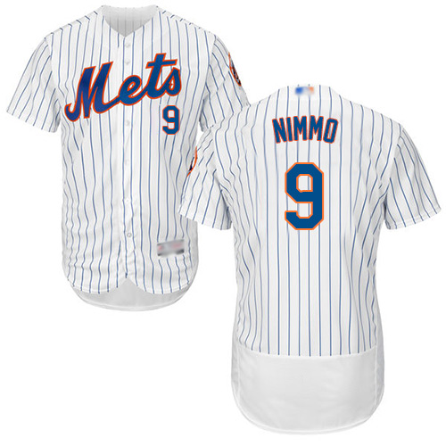 Mets #9 Brandon Nimmo White(Blue Strip) Flexbase Authentic Collection Stitched MLB Jersey