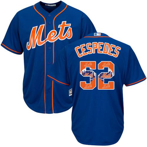 Mets #52 Yoenis Cespedes Blue Team Logo Fashion Stitched MLB Jersey - Click Image to Close