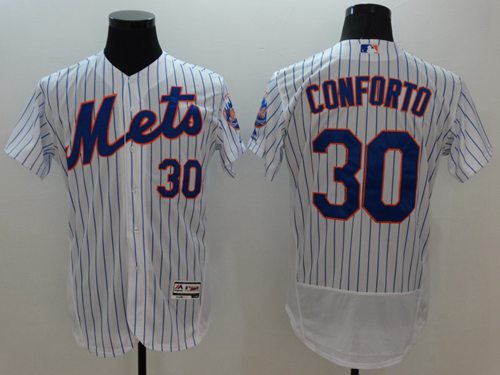 Mets #30 Michael Conforto White(Blue Strip) Flexbase Authentic Collection Stitched MLB Jersey