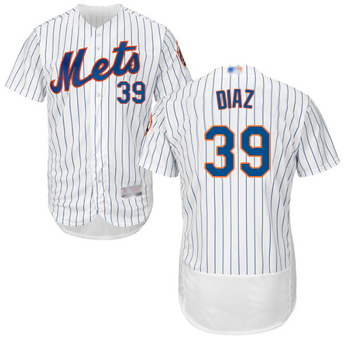 Mets #39 Edwin Diaz White(Blue Strip) Flexbase Authentic Collection Stitched MLB Jersey