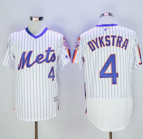 Mets #4 Lenny Dykstra White(Blue Strip) Flexbase Authentic Collection Alternate Stitched MLB Jersey