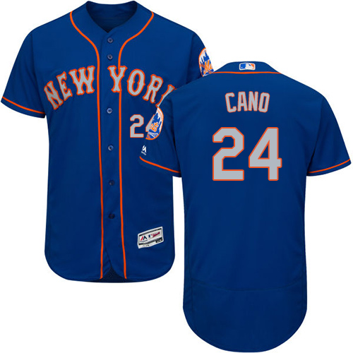 Mets #24 Robinson Cano Blue(Grey NO.) Flexbase Authentic Collection Stitched MLB Jersey