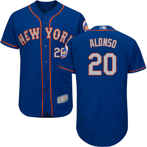 Mets #20 Pete Alonso Blue(Grey NO.) Flexbase Authentic Collection Stitched Baseball Jersey - Click Image to Close