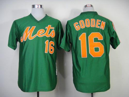 Mitchell and Ness 1985 Mets #16 Dwight Gooden Green Throwback Stitched MLB Jersey - Click Image to Close