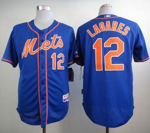 Mets #12 Juan Lagares Blue Alternate Home Cool Base Stitched MLB Jersey