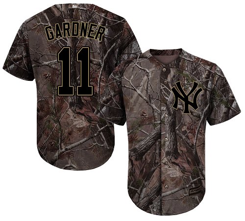 Yankees #11 Brett Gardner Camo Realtree Collection Cool Base Stitched MLB Jersey