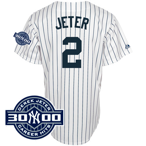 Yankees #2 Derek Jeter White With W/3000 Hits Patch(Have Name On Back) Stitched MLB Jersey - Click Image to Close