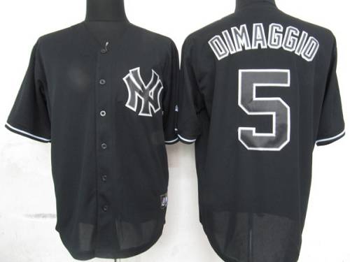 Yankees #5 Joe DiMaggio Black Fashion Stitched MLB Jersey