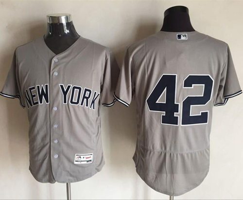 Yankees #42 Mariano Rivera Grey Flexbase Authentic Collection Stitched MLB Jersey