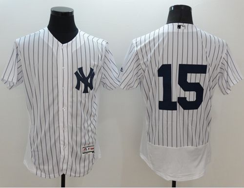 Yankees #15 Thurman Munson White Strip Flexbase Authentic Collection Stitched MLB Jersey - Click Image to Close