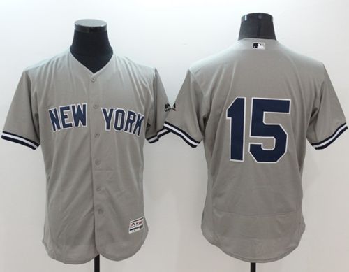 Yankees #15 Thurman Munson Grey Flexbase Authentic Collection Stitched MLB Jersey - Click Image to Close