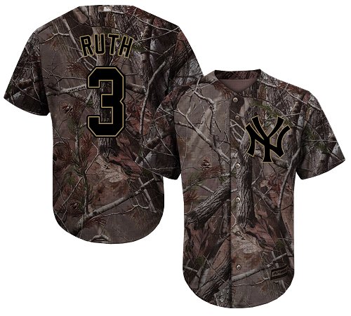 Yankees #3 Babe Ruth Camo Realtree Collection Cool Base Stitched MLB Jersey - Click Image to Close