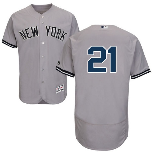 Yankees #21 Paul O'Neill Grey Flexbase Authentic Collection Stitched MLB Jersey - Click Image to Close