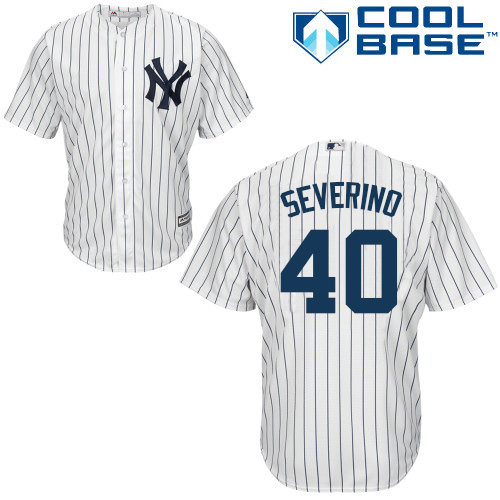 Yankees #40 Luis Severino White Strip New Cool Base Stitched MLB Jersey