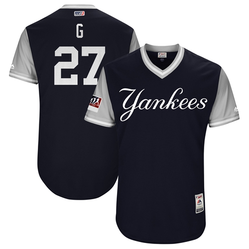 Yankees #27 Giancarlo Stanton Navy "G" Players Weekend Authentic Stitched MLB Jersey - Click Image to Close