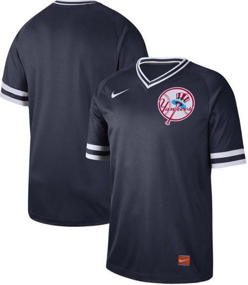 Yankees Blank Navy Authentic Cooperstown Collection Stitched Baseball Jersey - Click Image to Close