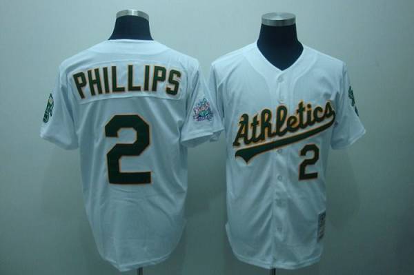 Mitchell and Ness Athletics #2 Tony Phillips Stitched White Throwback MLB Jersey