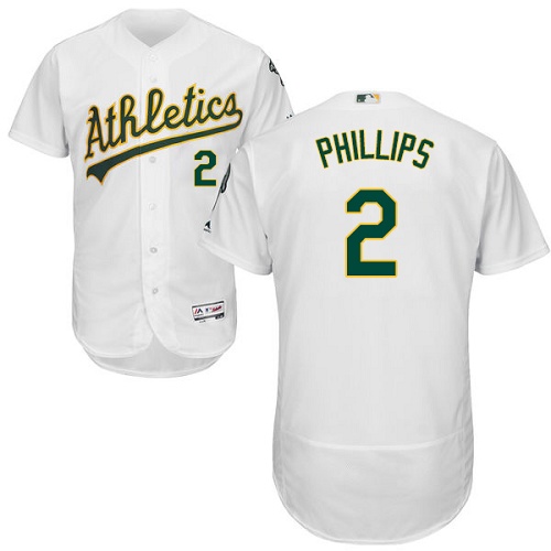 Athletics #2 Tony Phillips White Flexbase Authentic Collection Stitched MLB Jersey - Click Image to Close