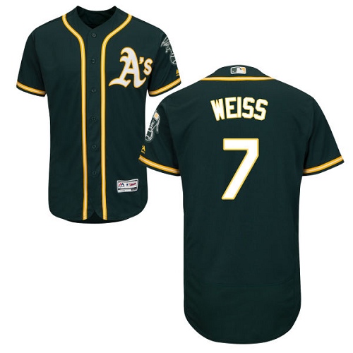 Athletics #7 Walt Weiss Green Flexbase Authentic Collection Stitched MLB Jersey - Click Image to Close