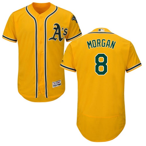 Athletics #8 Joe Morgan Gold Flexbase Authentic Collection Stitched MLB Jersey - Click Image to Close