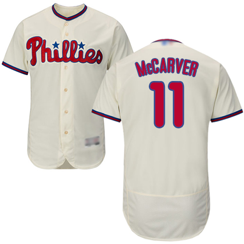 Phillies #11 Tim McCarver Cream Flexbase Authentic Collection Stitched MLB Jersey