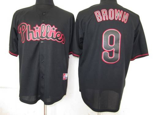 Phillies #9 Domonic Brown Black Fashion Stitched MLB Jersey - Click Image to Close