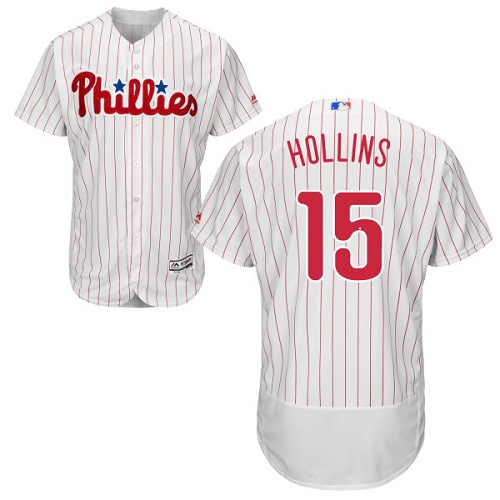 Phillies #15 Dave Hollins White(Red Strip) Flexbase Authentic Collection Stitched MLB Jersey - Click Image to Close