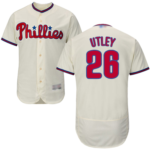 Phillies #26 Chase Utley Cream Flexbase Authentic Collection Stitched MLB Jersey