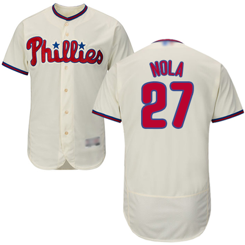 Phillies #27 Aaron Nola Cream Flexbase Authentic Collection Stitched MLB Jersey