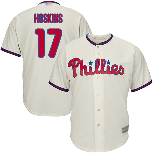 Phillies #17 Rhys Hoskins Cream New Cool Base Stitched MLB Jersey