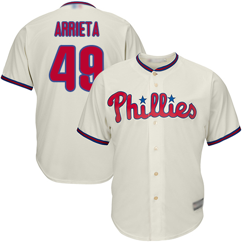 Phillies #49 Jake Arrieta Cream New Cool Base Stitched MLB Jersey