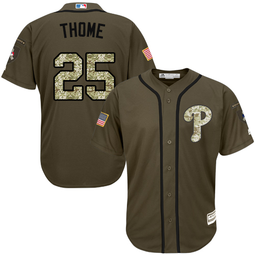 Phillies #25 Jim Thome Green Salute to Service Stitched MLB Jersey