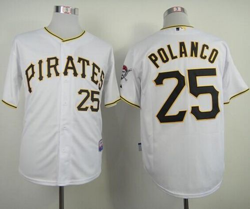 Pirates #25 Gregory Polanco White Cool Base Stitched MLB Jersey - Click Image to Close