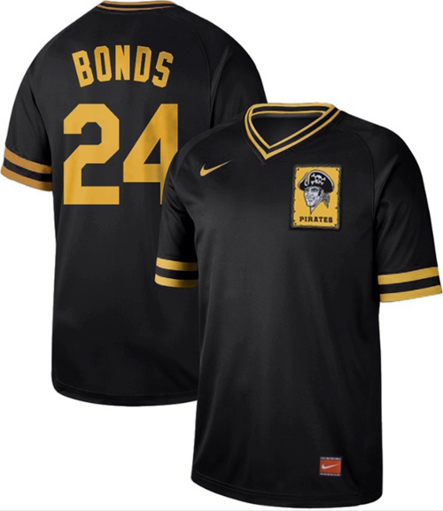 Pirates #24 Barry Bonds Black Authentic Cooperstown Collection Stitched Baseball Jersey