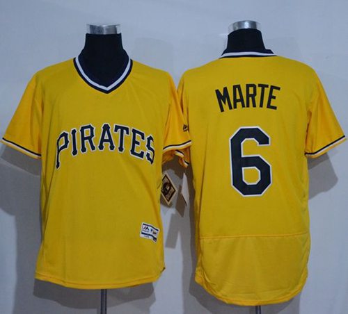 Pirates #6 Starling Marte Gold Flexbase Authentic Collection Cooperstown Stitched MLB Jersey