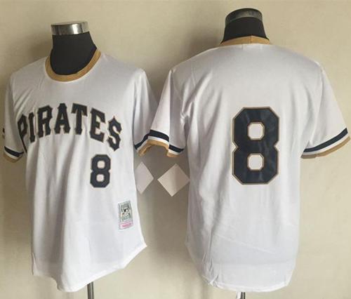 Mitchell And Ness 1971 Pirates #8 Willie Stargell White Throwback Stitched MLB Jersey - Click Image to Close