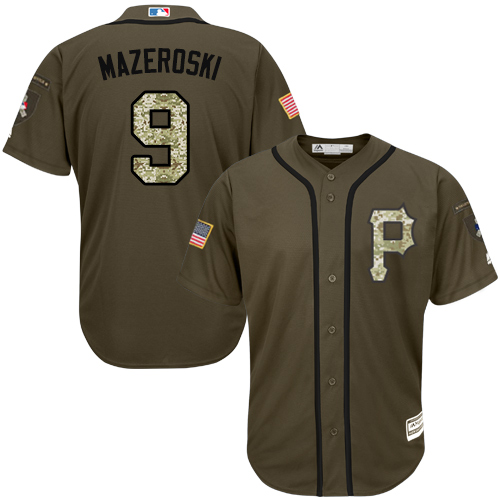 Pirates #9 Bill Mazeroski Green Salute to Service Stitched MLB Jersey