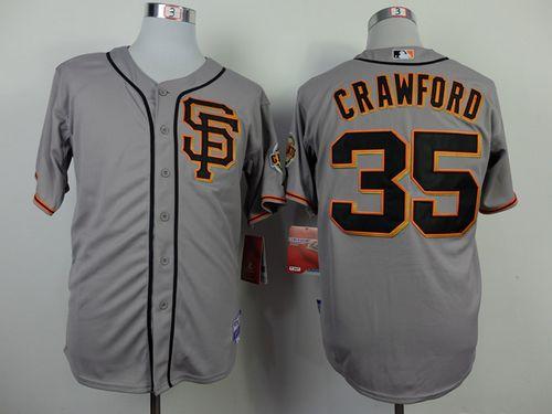 Giants #35 Brandon Crawford Grey Road 2 Cool Base Stitched MLB Jersey