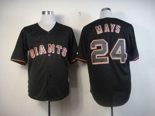 Giants #24 Willie Mays Black Fashion Stitched MLB Jersey