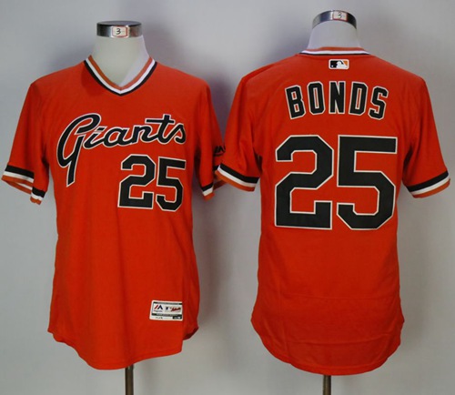 Giants #25 Barry Bonds Orange Flexbase Authentic Collection Cooperstown Stitched MLB Jersey - Click Image to Close