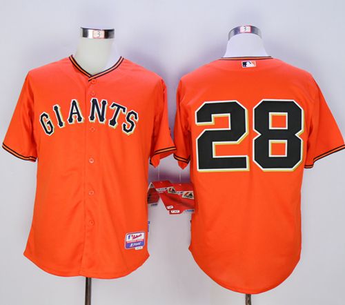 Giants #28 Buster Posey Orange Old Style "Giants" Stitched MLB Jersey - Click Image to Close