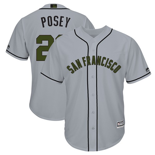 Giants #28 Buster Posey Grey New Cool Base 2018 Memorial Day Stitched MLB Jersey - Click Image to Close