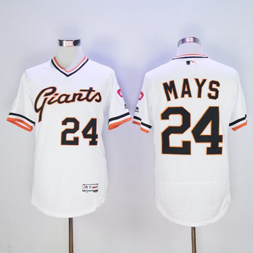 Giants #24 Willie Mays White Flexbase Authentic Collection Cooperstown Stitched MLB Jersey