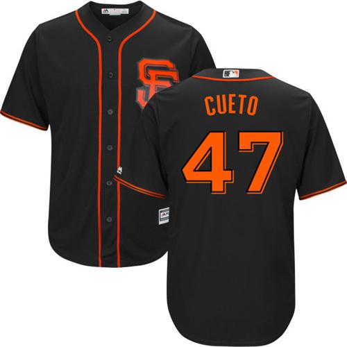 Giants #47 Johnny Cueto Black New Cool Base Alternate Stitched MLB Jersey