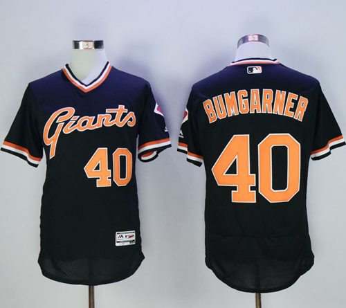 Giants #40 Madison Bumgarner Black Flexbase Authentic Collection Cooperstown Stitched MLB Jersey - Click Image to Close