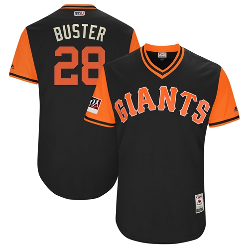 Giants #28 Buster Posey Black "Buster" Players Weekend Authentic Stitched MLB Jersey - Click Image to Close