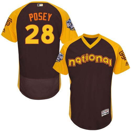 Giants #28 Buster Posey Brown Flexbase Authentic Collection 2016 All-Star National League Stitched MLB Jersey - Click Image to Close