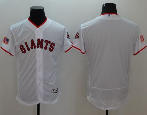 Giants Blank White Fashion Stars & Stripes Flexbase Authentic Stitched MLB Jersey - Click Image to Close